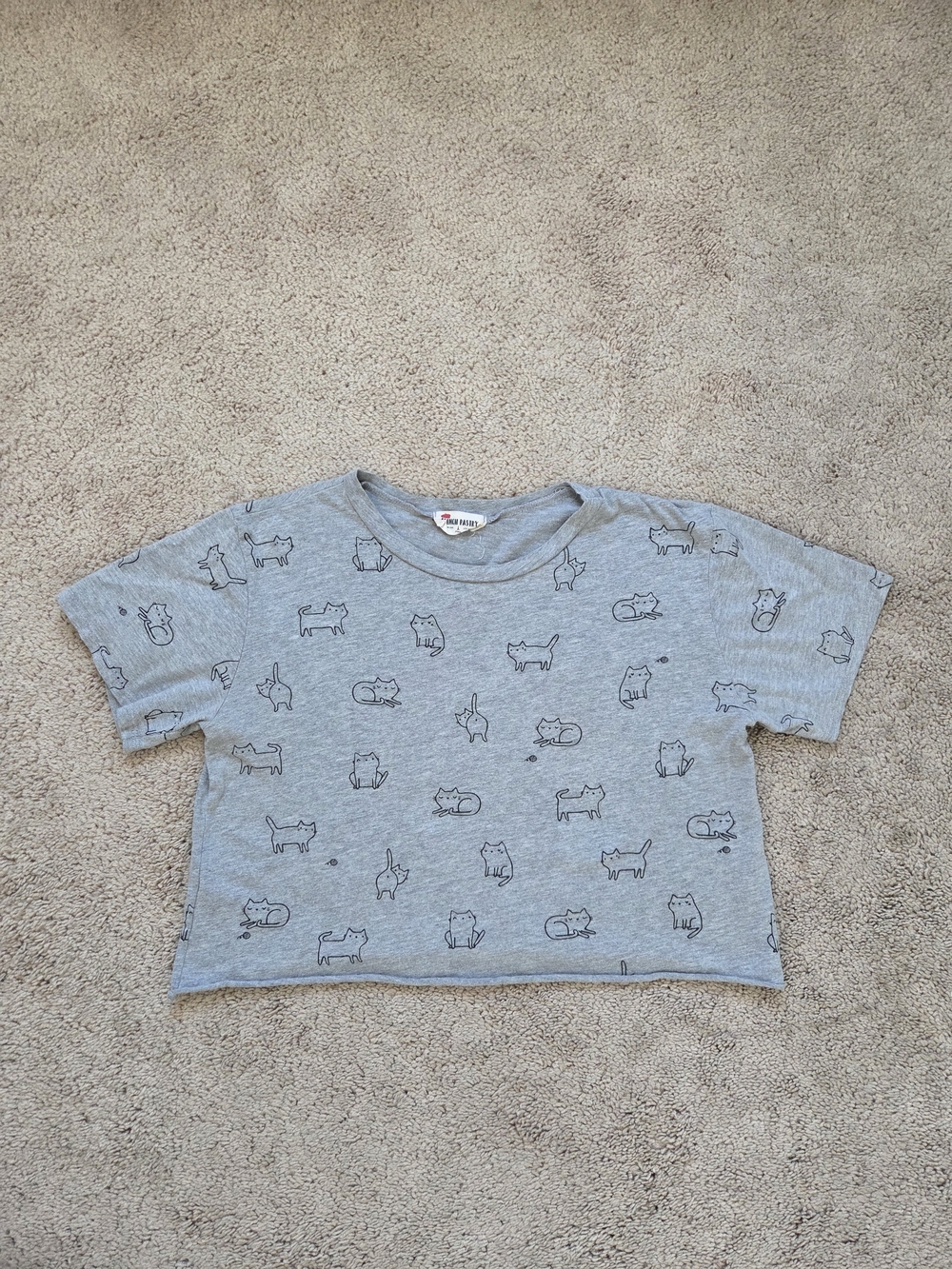 french pastry Light Gray Cat Sketch Short Sleeve Tee
